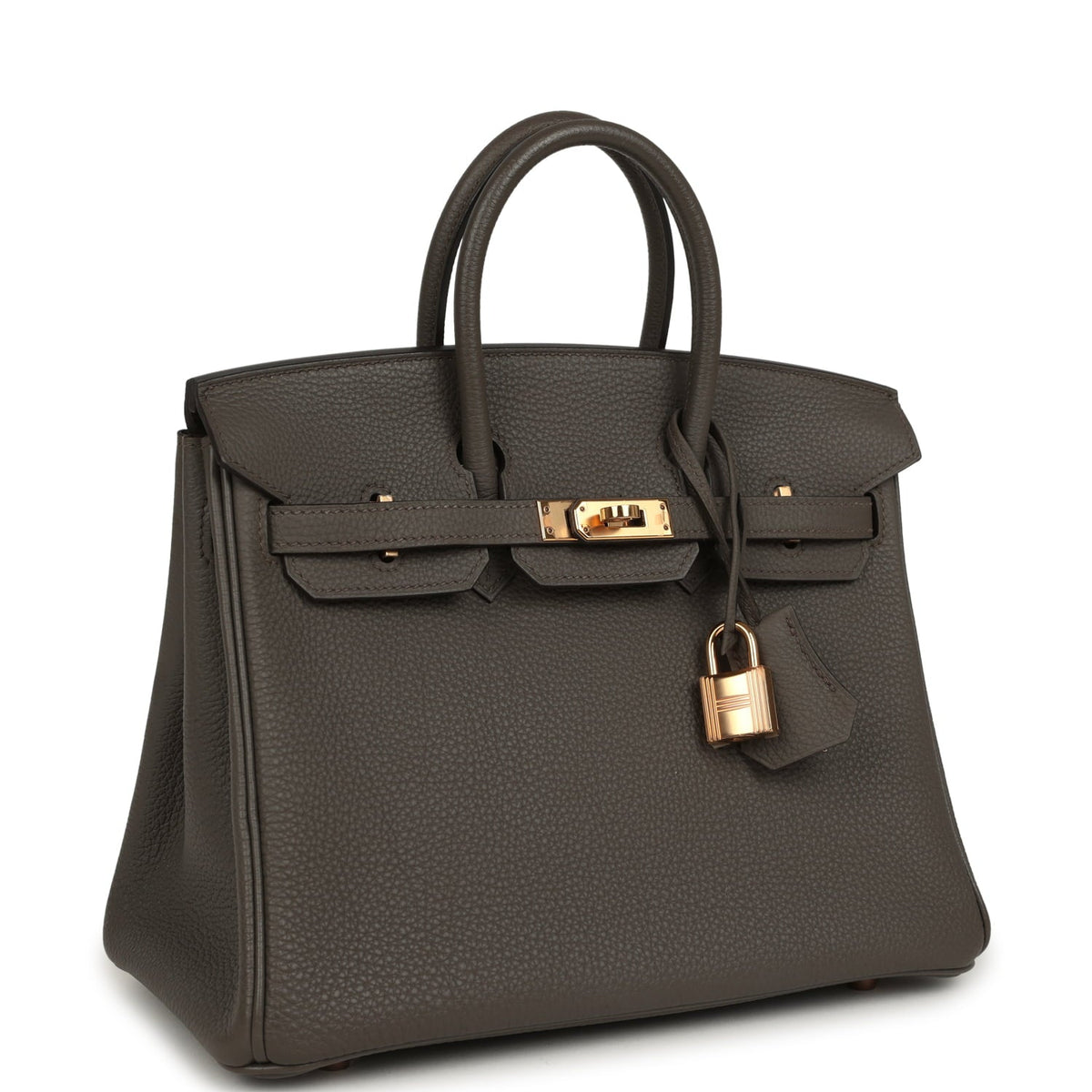 Pre-owned Hermes Birkin 25 Etain Togo Rose Gold Hardware