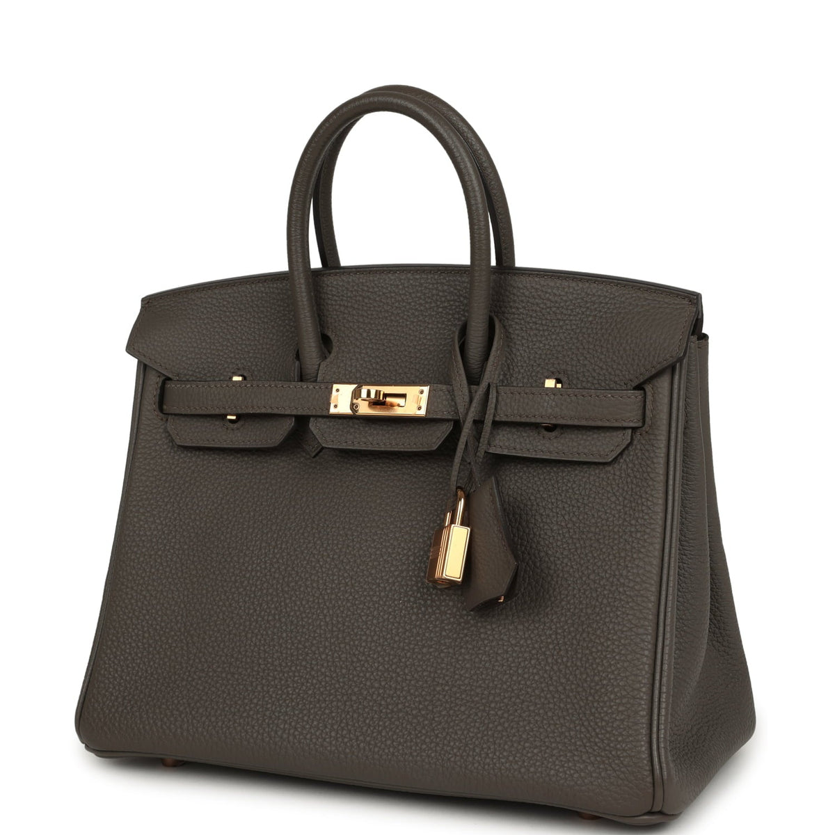 Pre-owned Hermes Birkin 25 Etain Togo Rose Gold Hardware