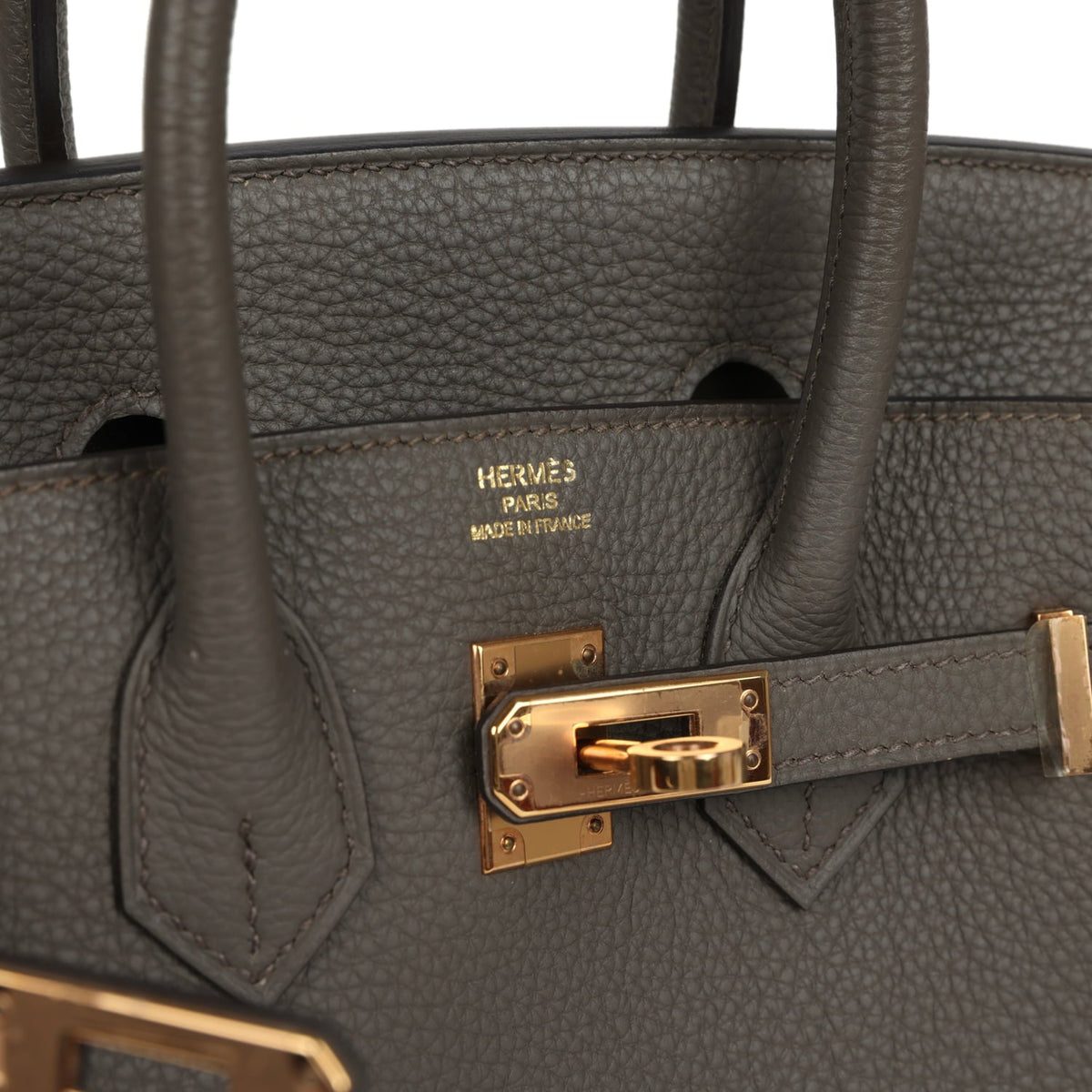 Pre-owned Hermes Birkin 25 Etain Togo Rose Gold Hardware
