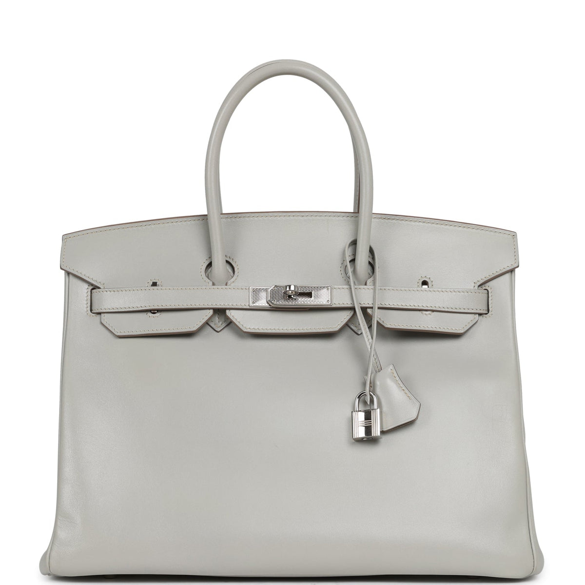 Pre-owned Hermes Birkin 35 Gris Perle Tadelakt Guilloche Palladium Hardware