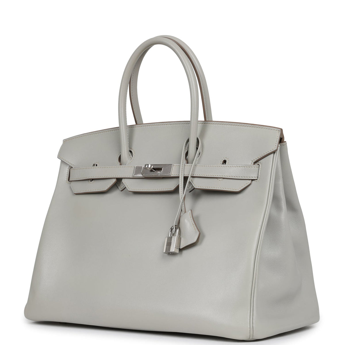 Pre-owned Hermes Birkin 35 Gris Perle Tadelakt Guilloche Palladium Hardware