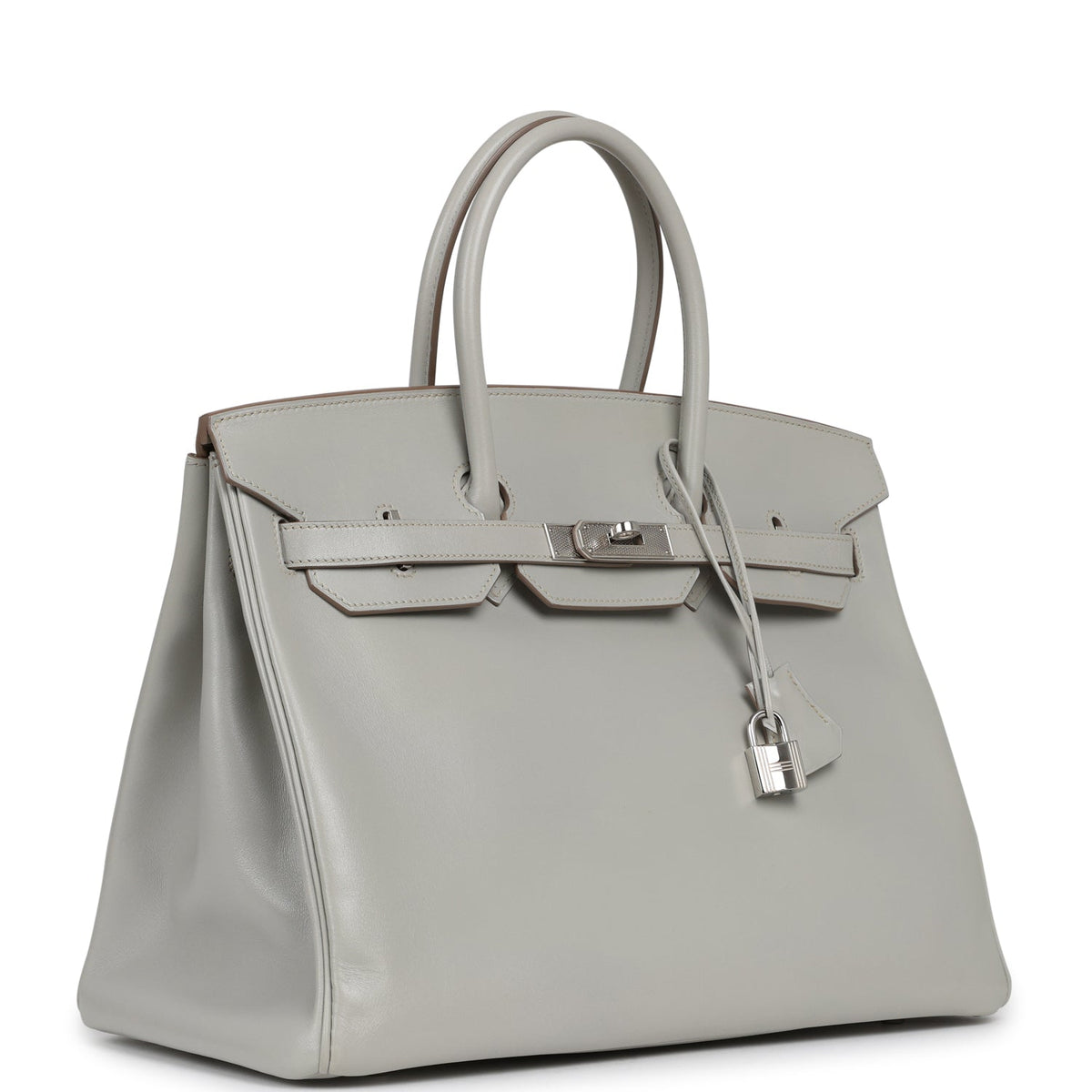Pre-owned Hermes Birkin 35 Gris Perle Tadelakt Guilloche Palladium Hardware