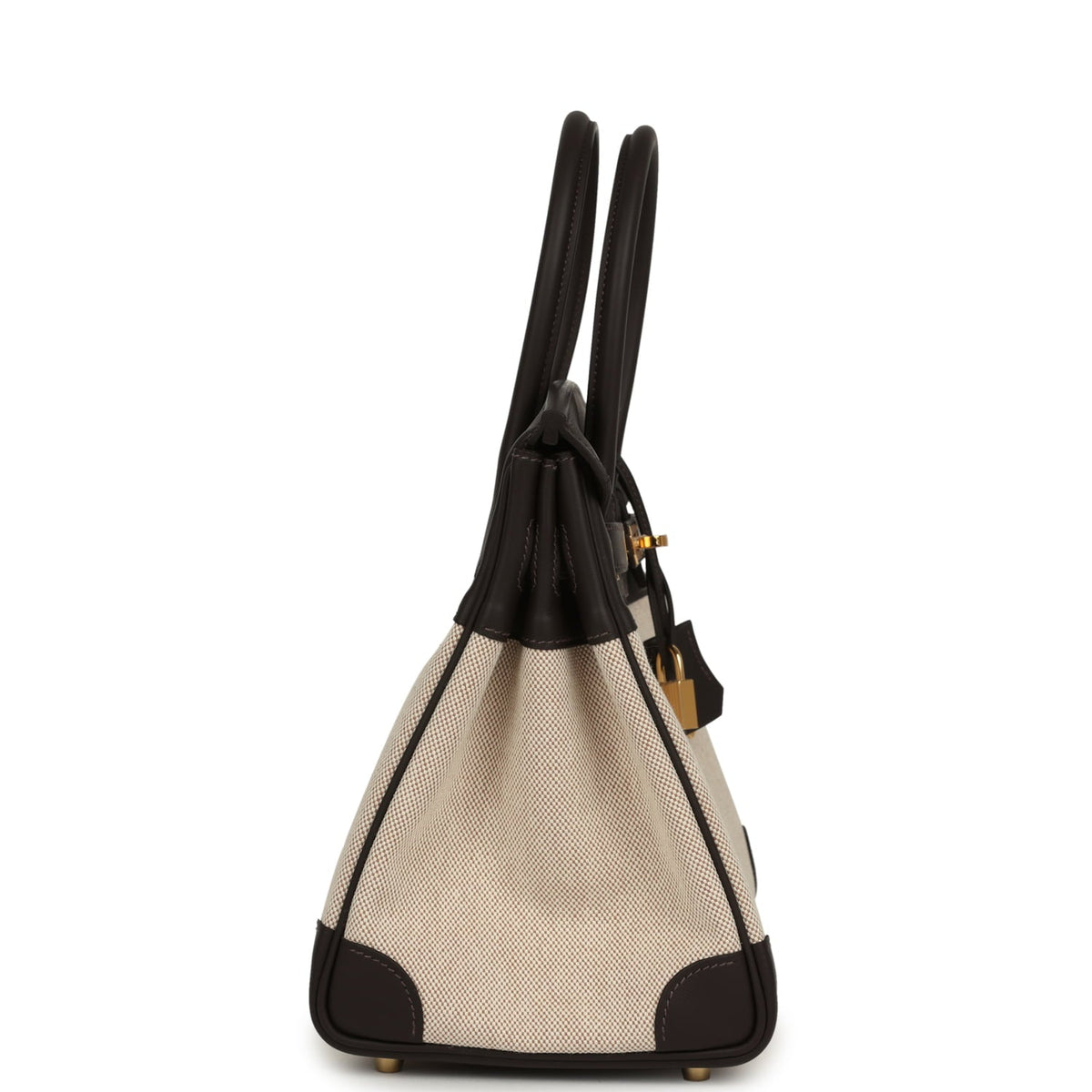 Hermes Birkin 30 Bai Brun, Ecru, Beige Toile H Canvas Swift Gold Hardware