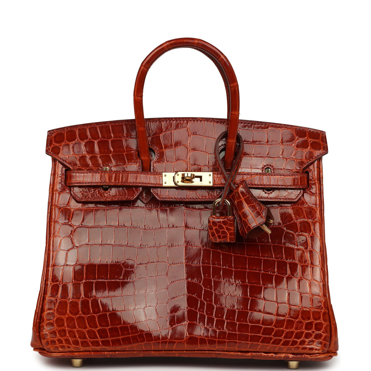 Pre-owned Hermes Birkin 25 Etrusque Shiny Niloticus Crocodile Gold Hardware
