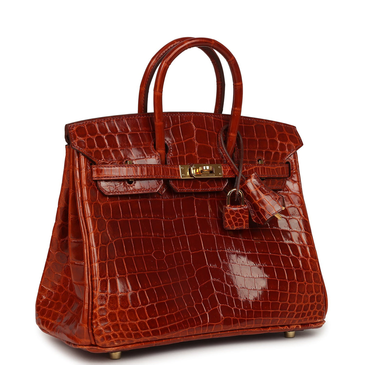 Pre-owned Hermes Birkin 25 Etrusque Shiny Niloticus Crocodile Gold Hardware