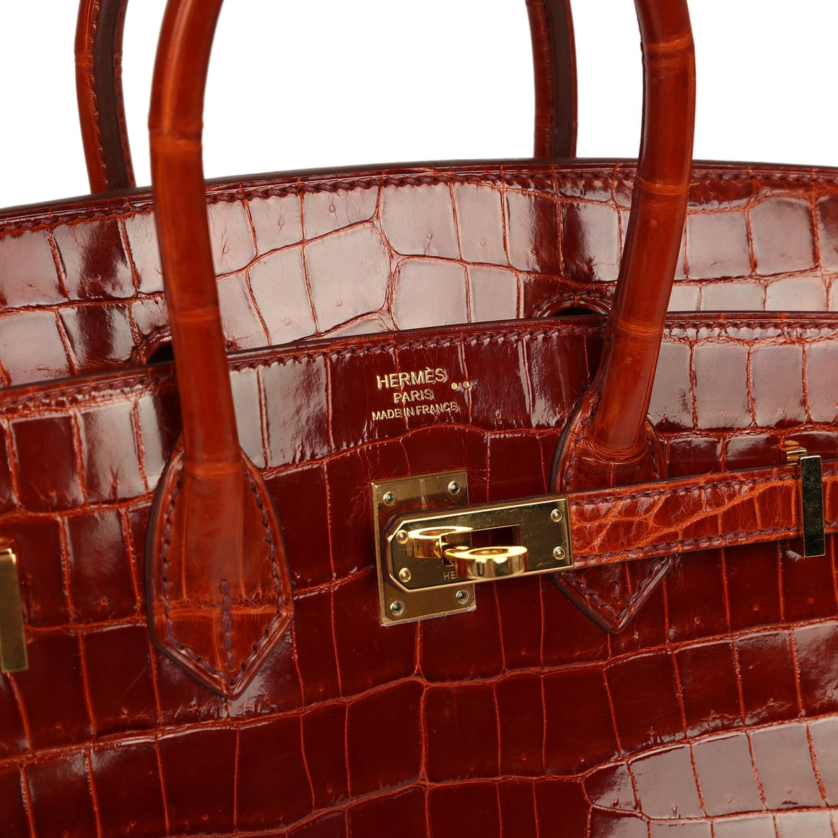 Pre-owned Hermes Birkin 25 Etrusque Shiny Niloticus Crocodile Gold Hardware