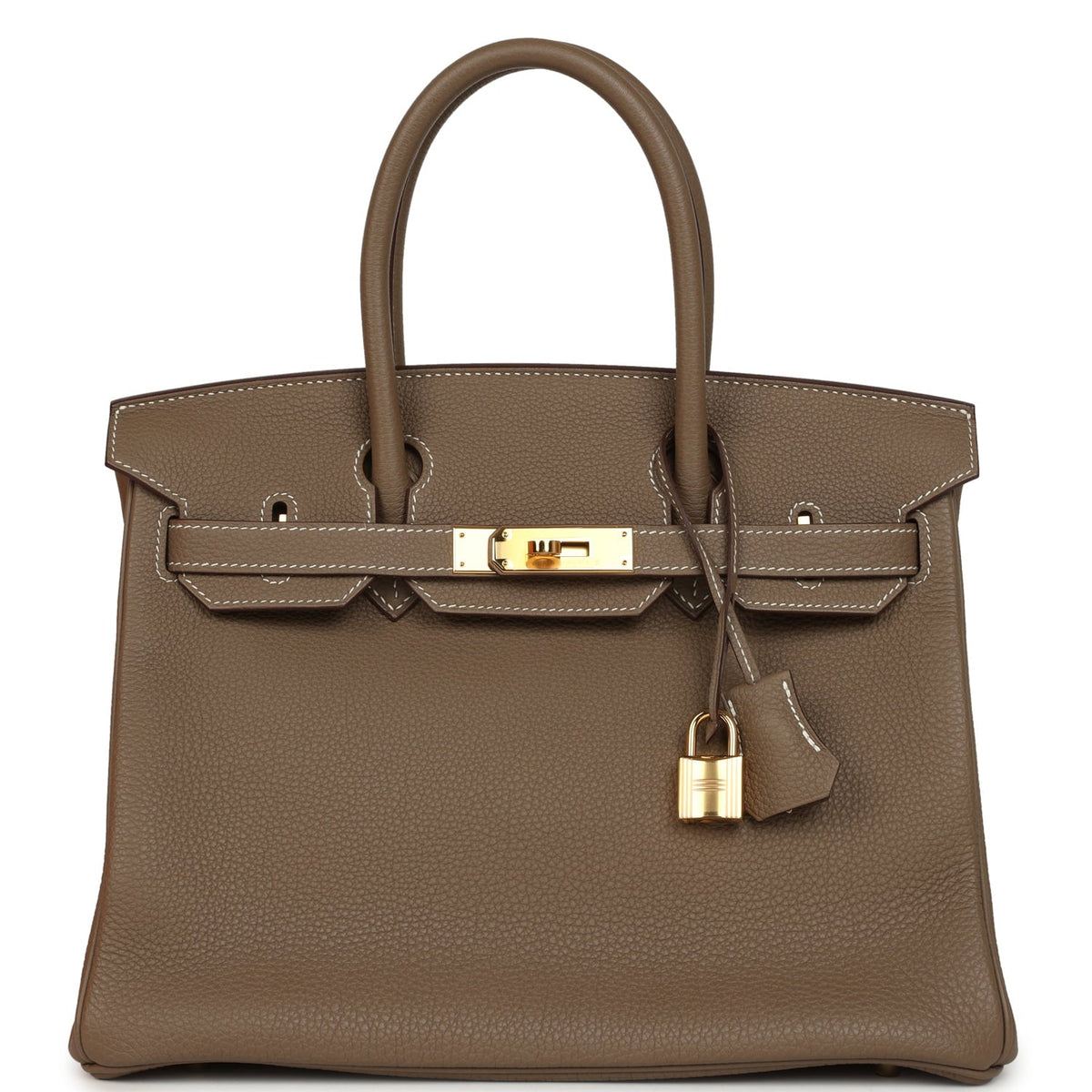 Pre-owned Hermes Birkin 30 Etoupe Togo Gold Hardware