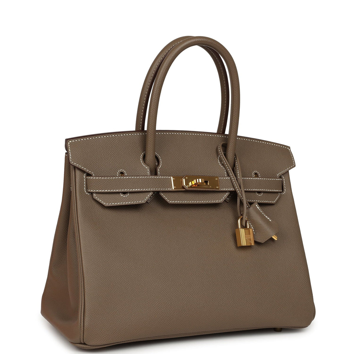 Pre-owned Hermes Birkin 30 Etoupe Epsom Gold Hardware