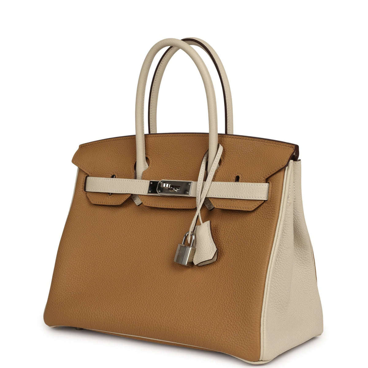 Pre-owned Hermes Special Order (HSS) Birkin 30 Chai, Craie Togo Palladium Hardware