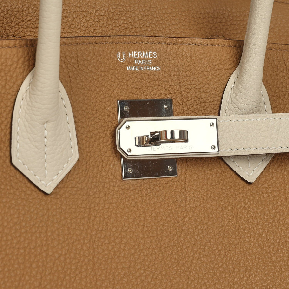 Pre-owned Hermes Special Order (HSS) Birkin 30 Chai, Craie Togo Palladium Hardware