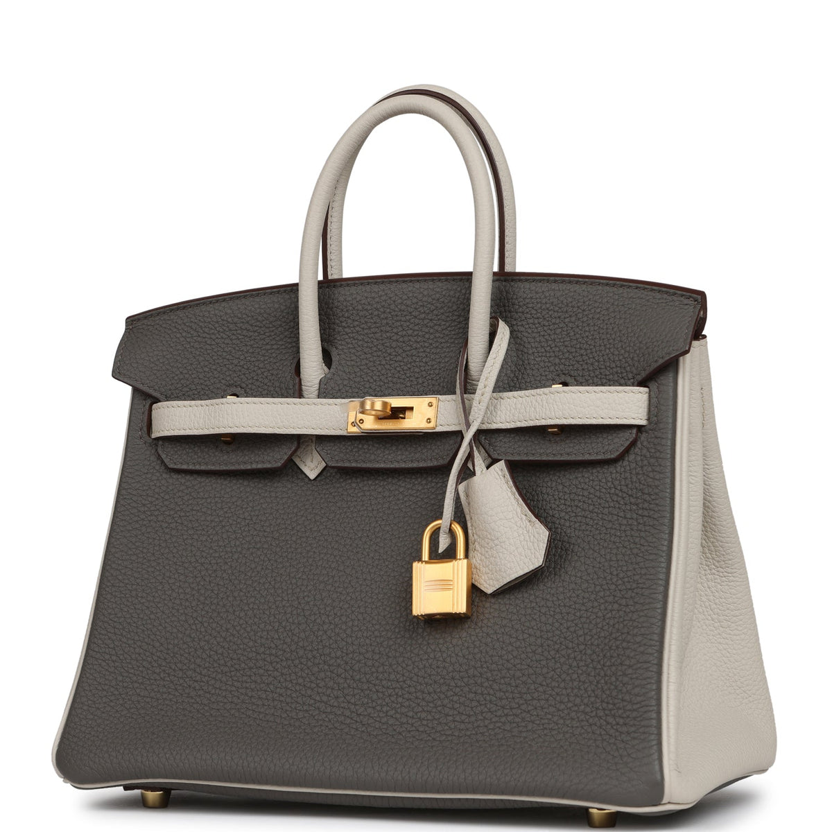 Hermes Special Order (HSS) Birkin 25 Etain, Craie Togo Brushed Gold Hardware