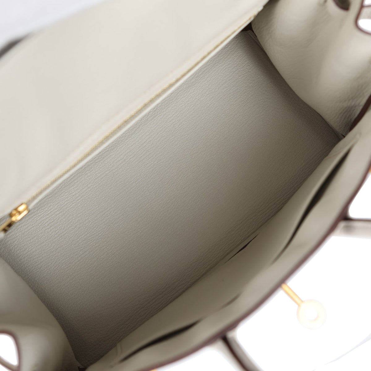 Hermes Special Order (HSS) Birkin 25 Etain, Craie Togo Brushed Gold Hardware
