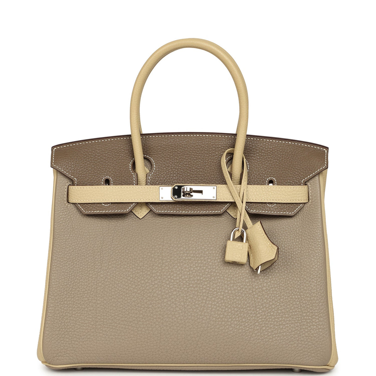 Pre-owned Hermes Special Order (HSS) Birkin 30 Gris Tourterelle, Etoupe, Parchemin Togo Palladium Hardware