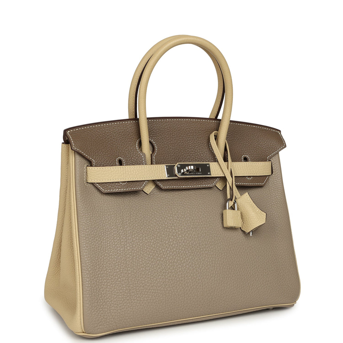 Pre-owned Hermes Special Order (HSS) Birkin 30 Gris Tourterelle, Etoupe, Parchemin Togo Palladium Hardware