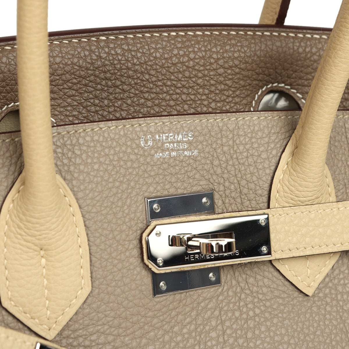 Pre-owned Hermes Special Order (HSS) Birkin 30 Gris Tourterelle, Etoupe, Parchemin Togo Palladium Hardware