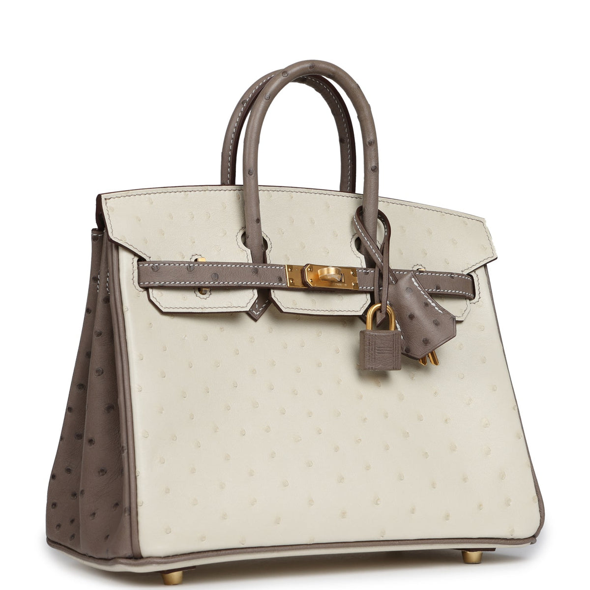 Hermes Special Order (HSS) Birkin 25 Beton, Gris Tourterelle Ostrich Brushed Gold Hardware