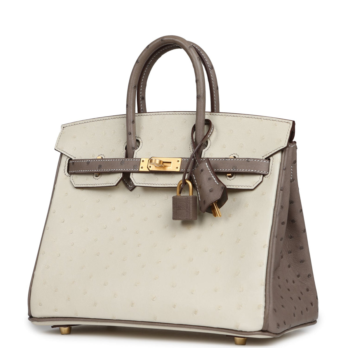 Hermes Special Order (HSS) Birkin 25 Beton, Gris Tourterelle Ostrich Brushed Gold Hardware