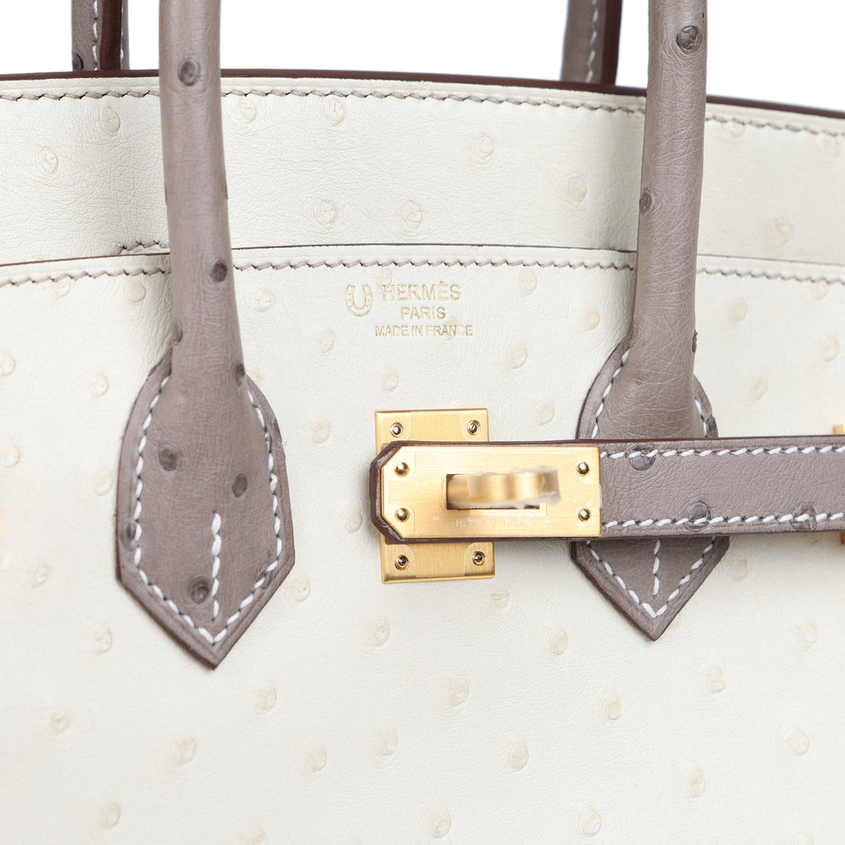 Hermes Special Order (HSS) Birkin 25 Beton, Gris Tourterelle Ostrich Brushed Gold Hardware