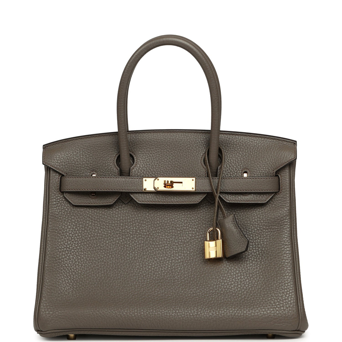 Pre-owned Hermes Birkin 30 Etain Clemence Gold Hardware