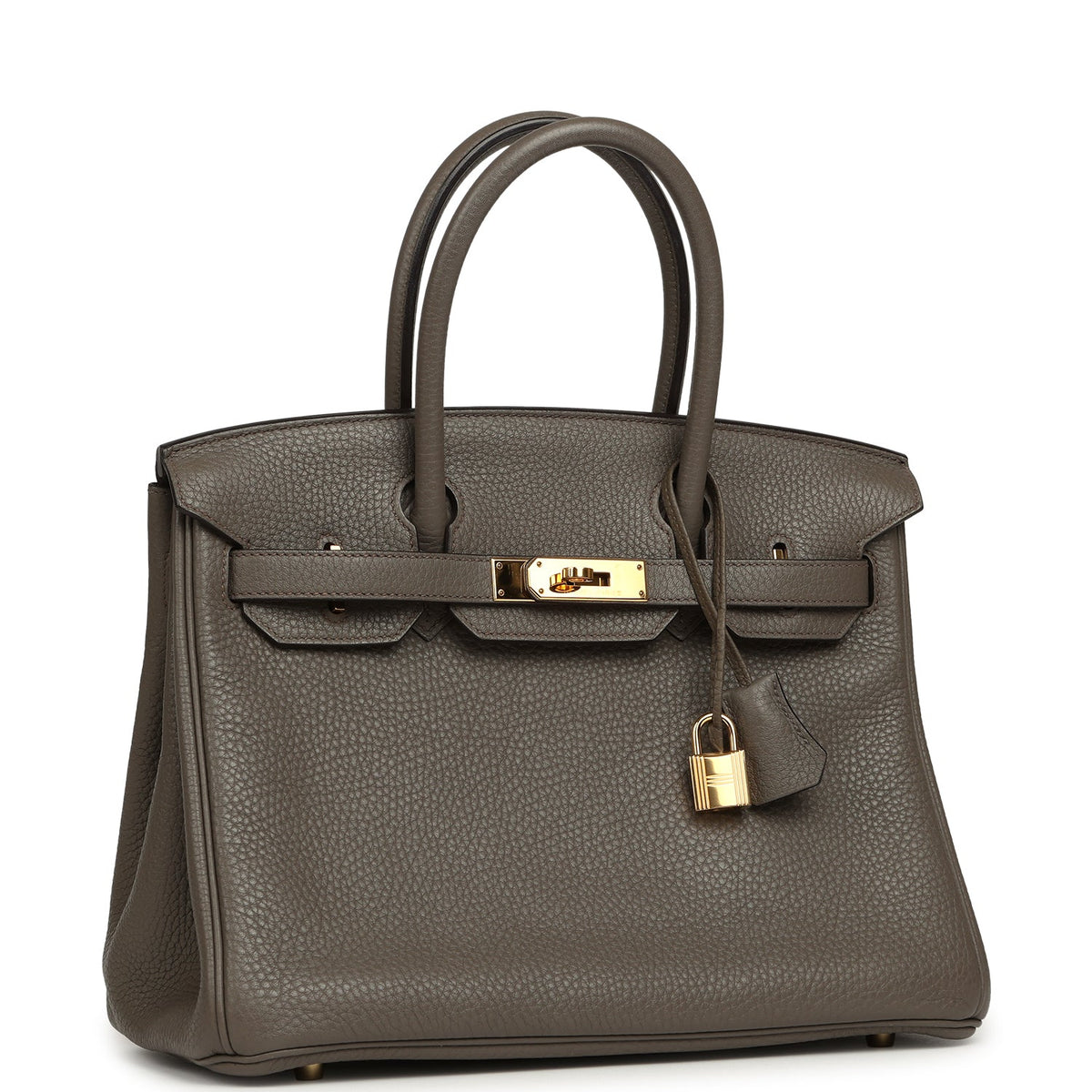 Pre-owned Hermes Birkin 30 Etain Clemence Gold Hardware