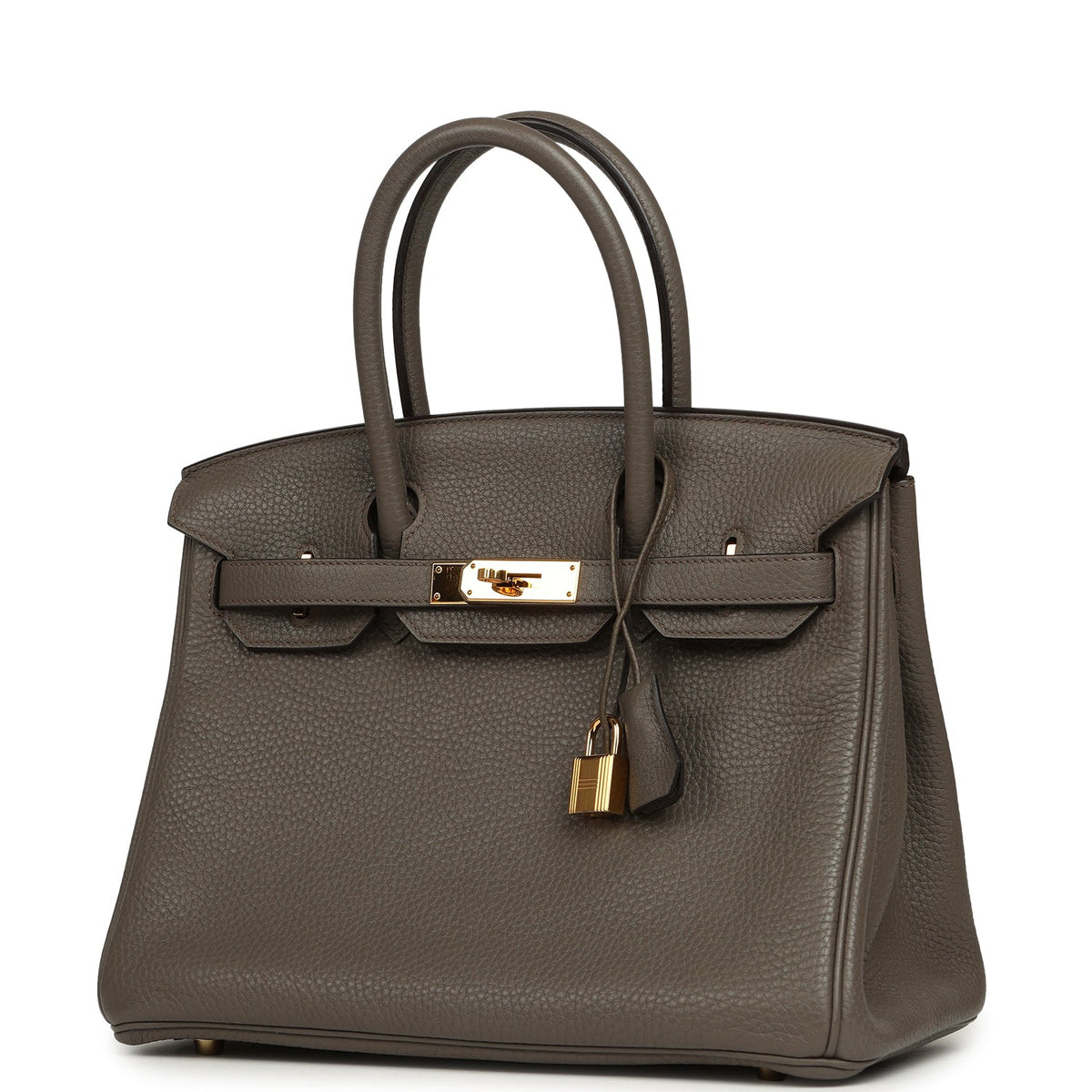 Pre-owned Hermes Birkin 30 Etain Clemence Gold Hardware