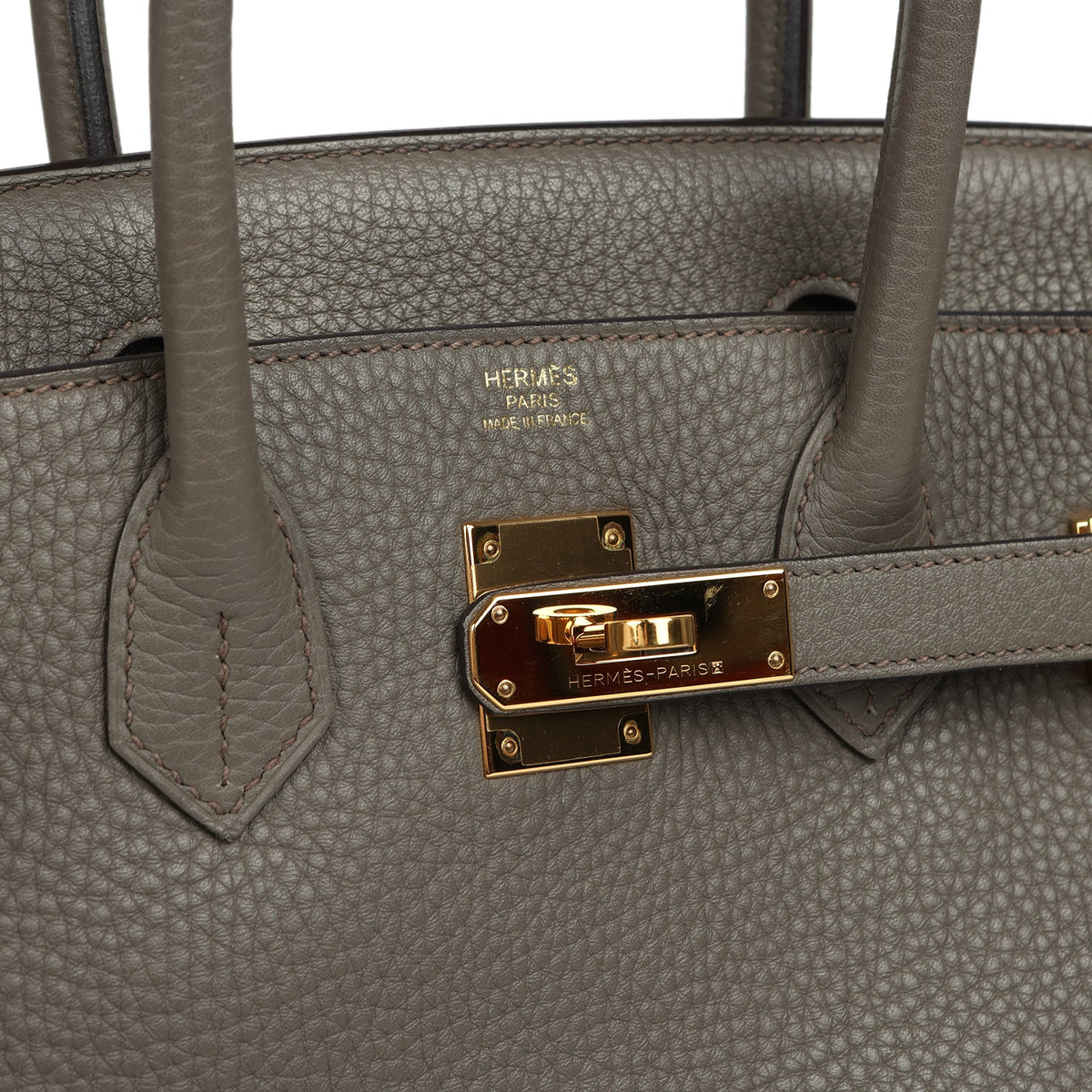 Pre-owned Hermes Birkin 30 Etain Clemence Gold Hardware