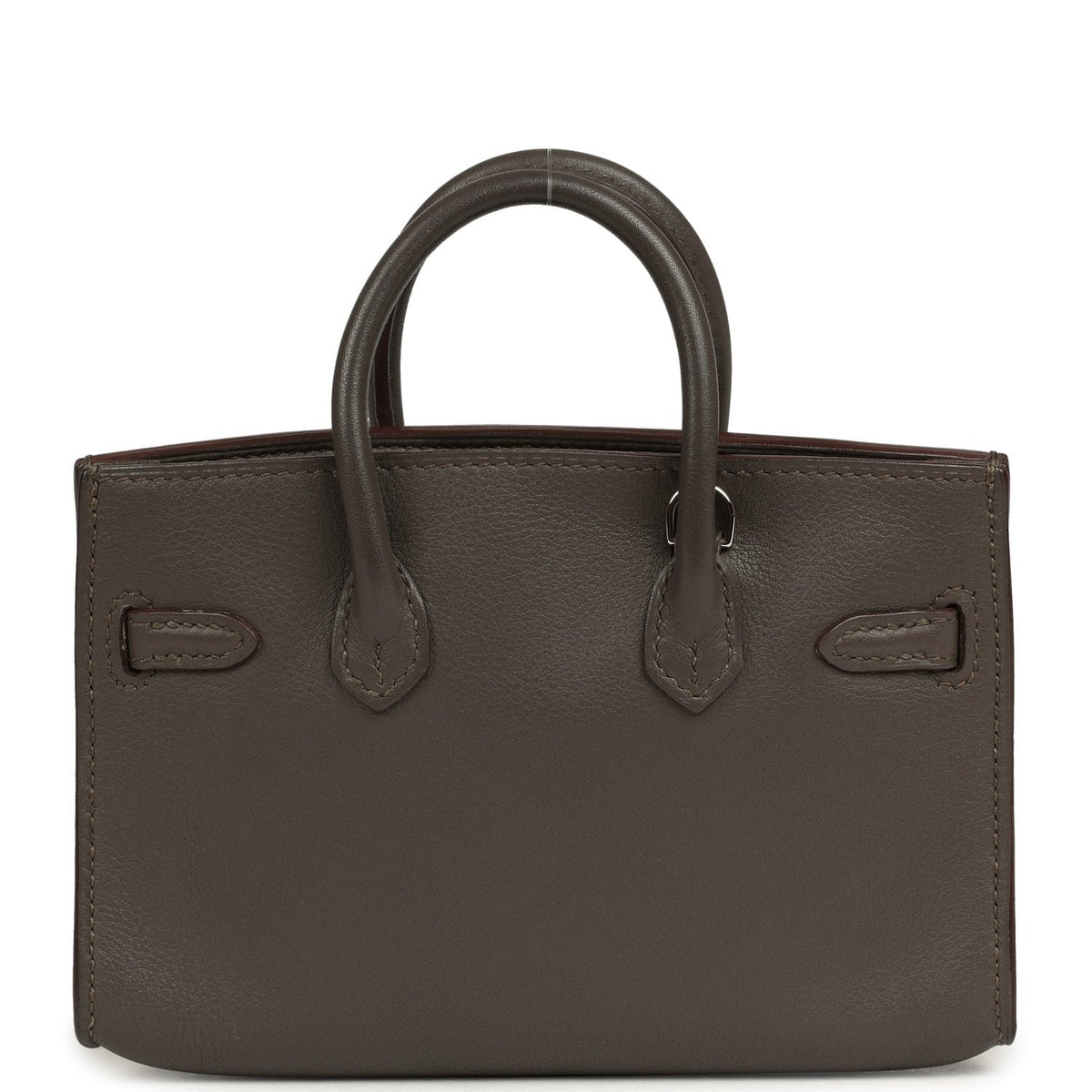 Pre-owned Hermes Micro Birkin 15 Etain Swift Palladium Hardware