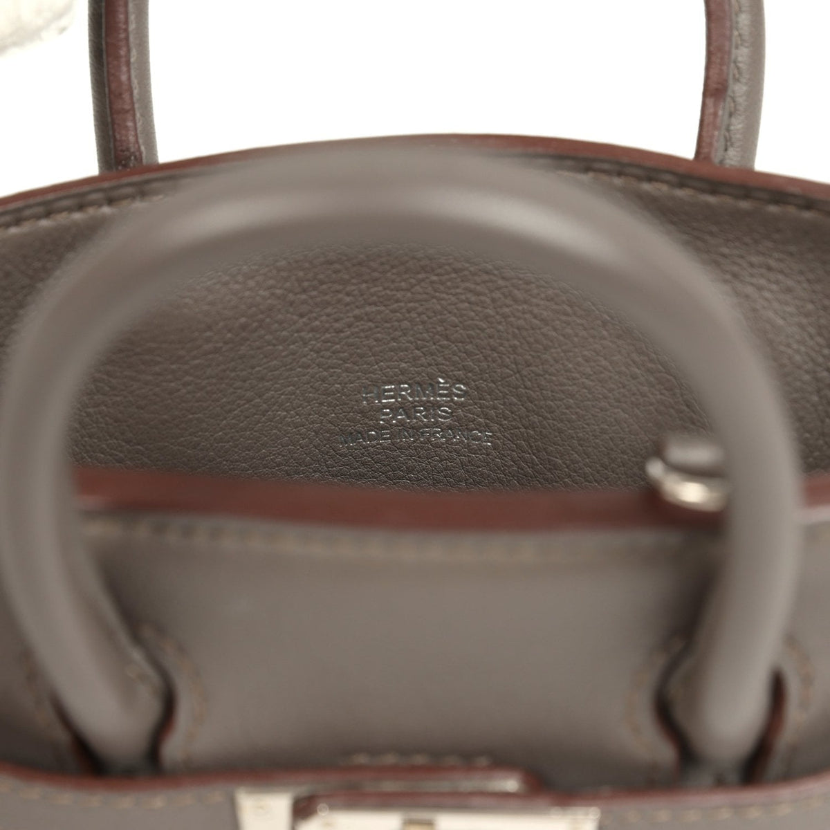 Pre-owned Hermes Micro Birkin 15 Etain Swift Palladium Hardware