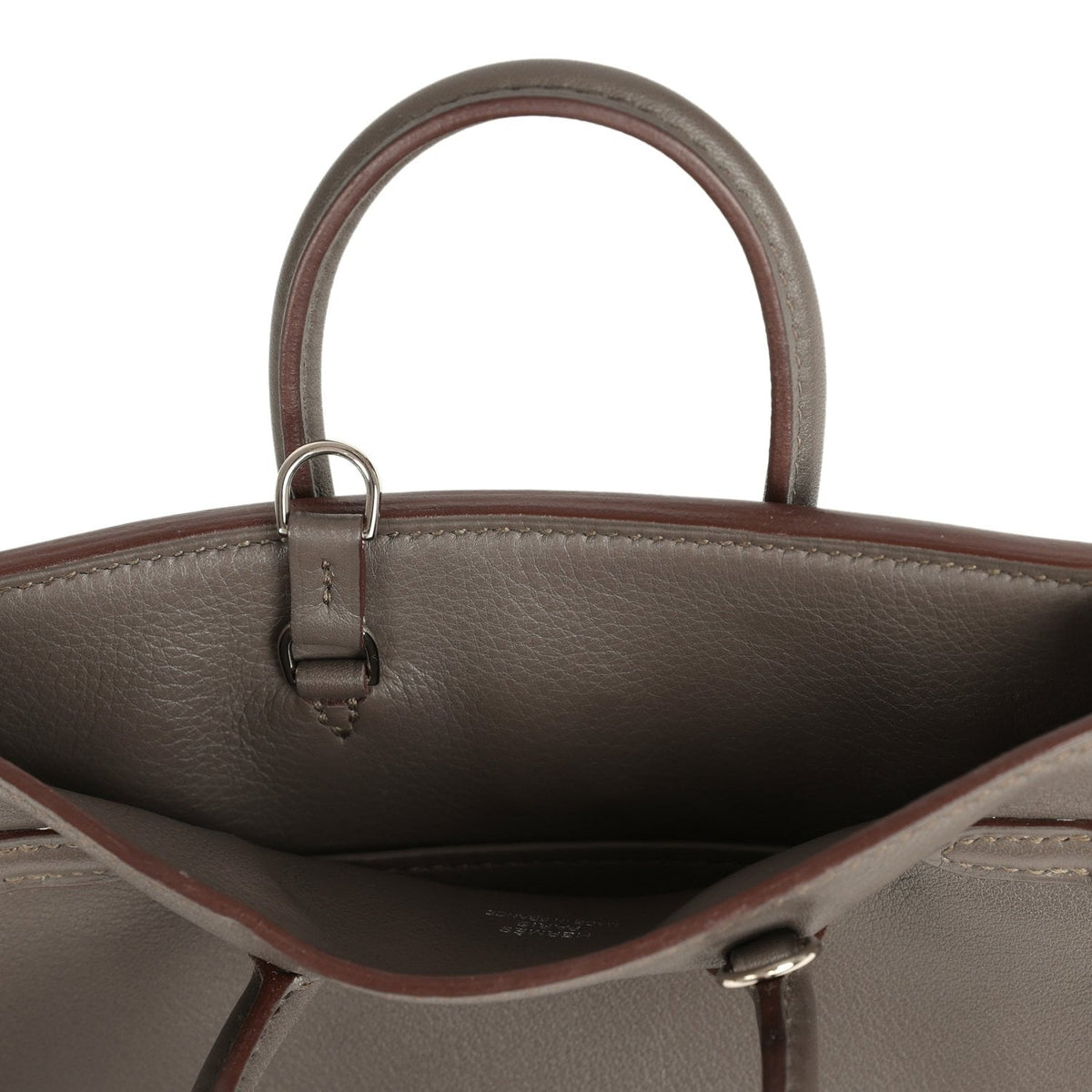 Pre-owned Hermes Micro Birkin 15 Etain Swift Palladium Hardware