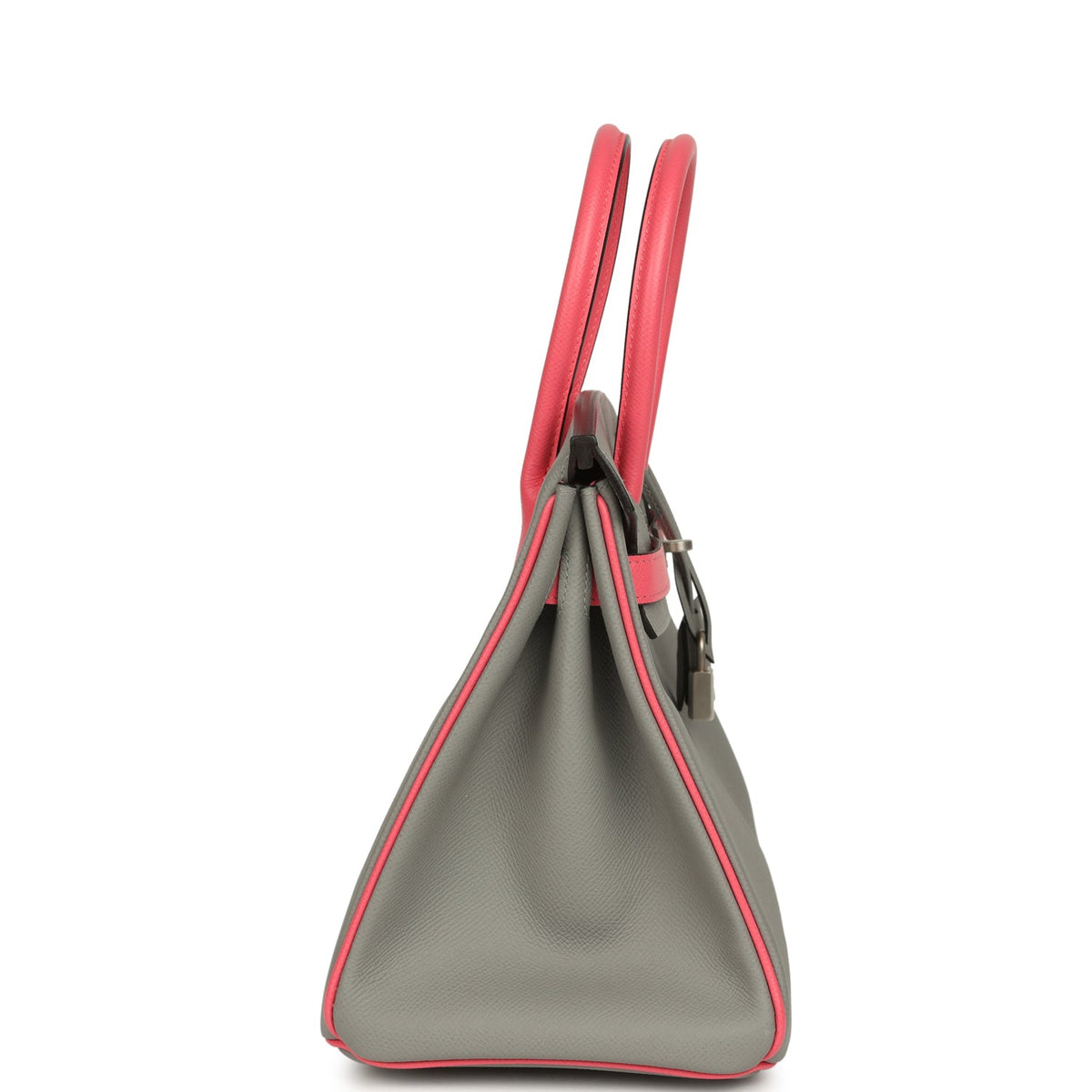Hermes Special Order (HSS) Birkin 30 Gris Mouette, Rose Azalee Epsom Brushed Palladium Hardware
