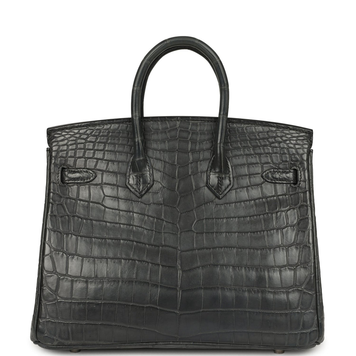 Pre-owned Hermes Birkin 25 Plomb Matte Niloticus Crocodile Palladium Hardware