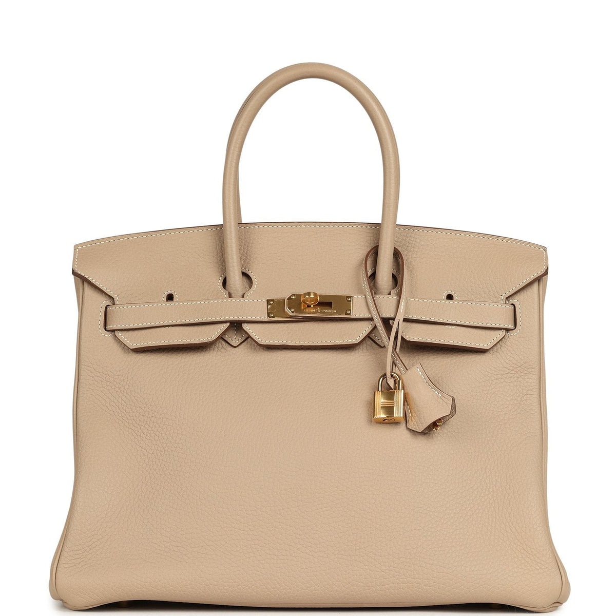 Pre-owned Hermes Birkin 35 Gris Tourterelle Clemence Gold Hardware