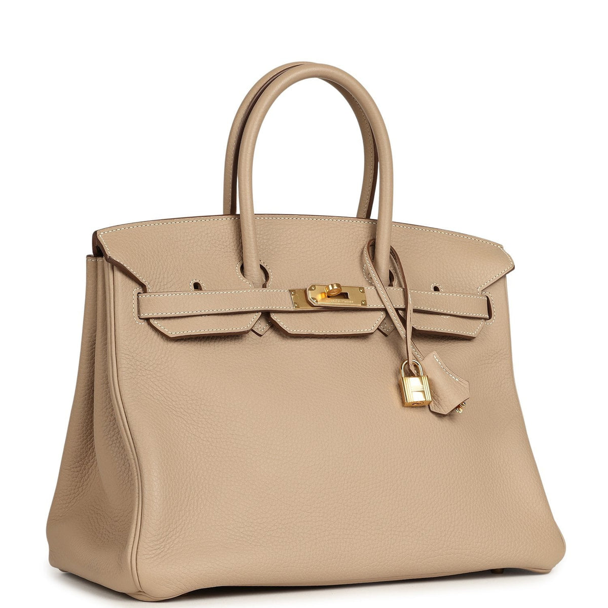 Pre-owned Hermes Birkin 35 Gris Tourterelle Clemence Gold Hardware