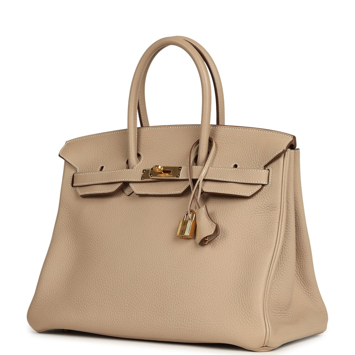 Pre-owned Hermes Birkin 35 Gris Tourterelle Clemence Gold Hardware