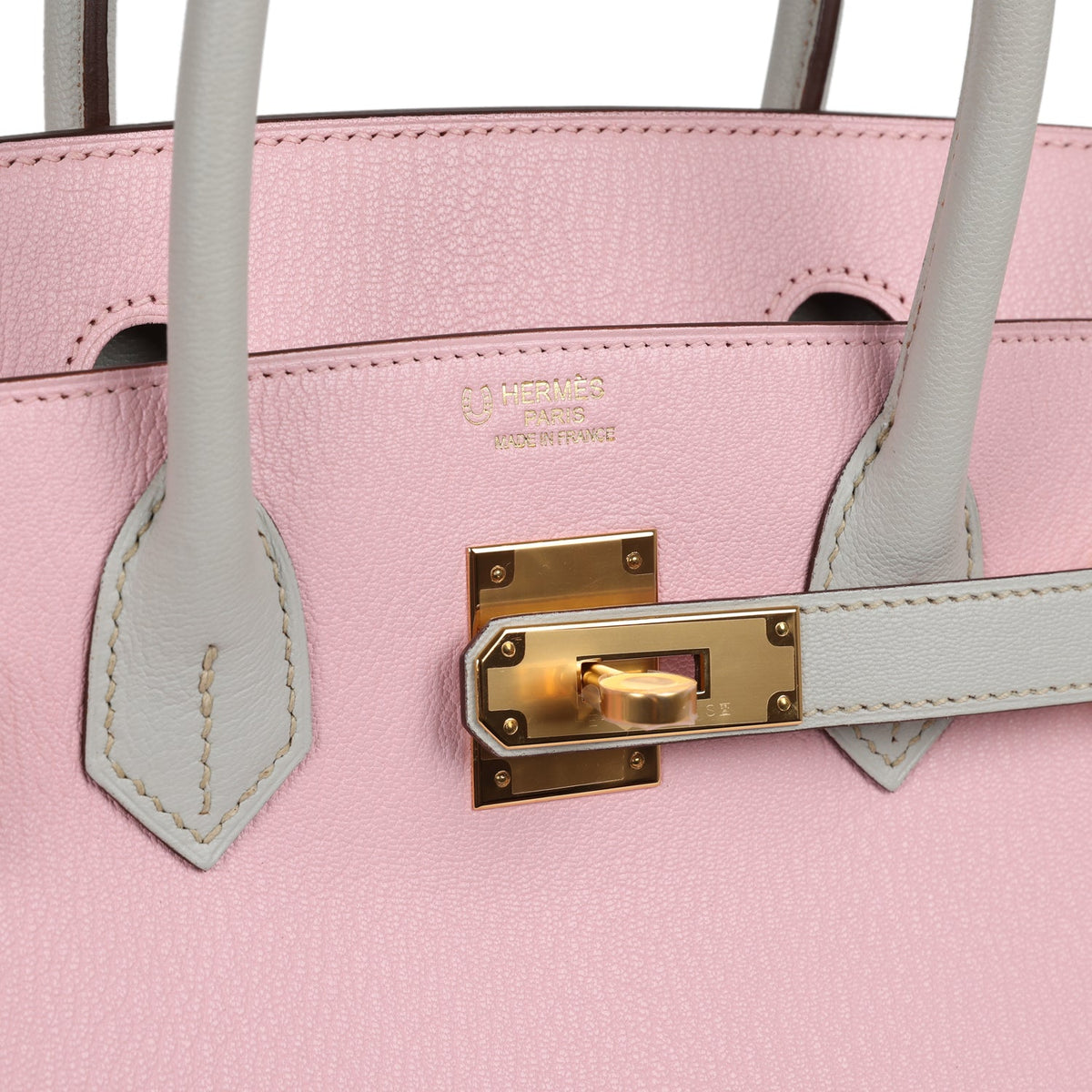 Hermes Special Order (HSS) Birkin 30 Rose Sakura, Gris Perle Chevre Mysore Gold Hardware
