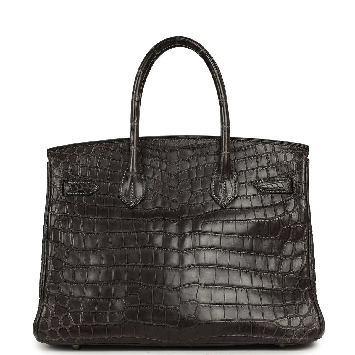 Vintage Hermes Travel Birkin 30 Graphite Matte Niloticus Crocodile Brushed Palladium Hardware