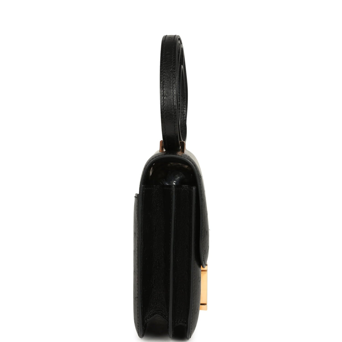 Pre-owned Hermes Constance 18 Black Ostrich Rose Gold Hardware