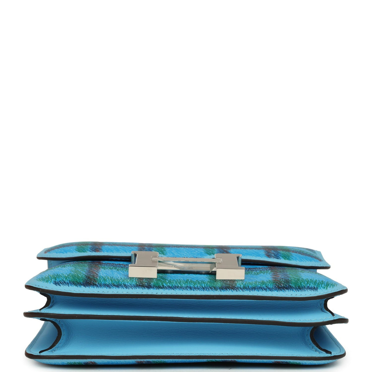 Hermes Constance 18 Tartan Celeste Swift Palladium Hardware