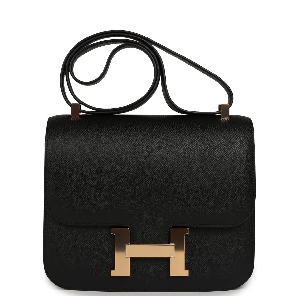Hermes Constance 24 Black Epsom Rose Gold Hardware