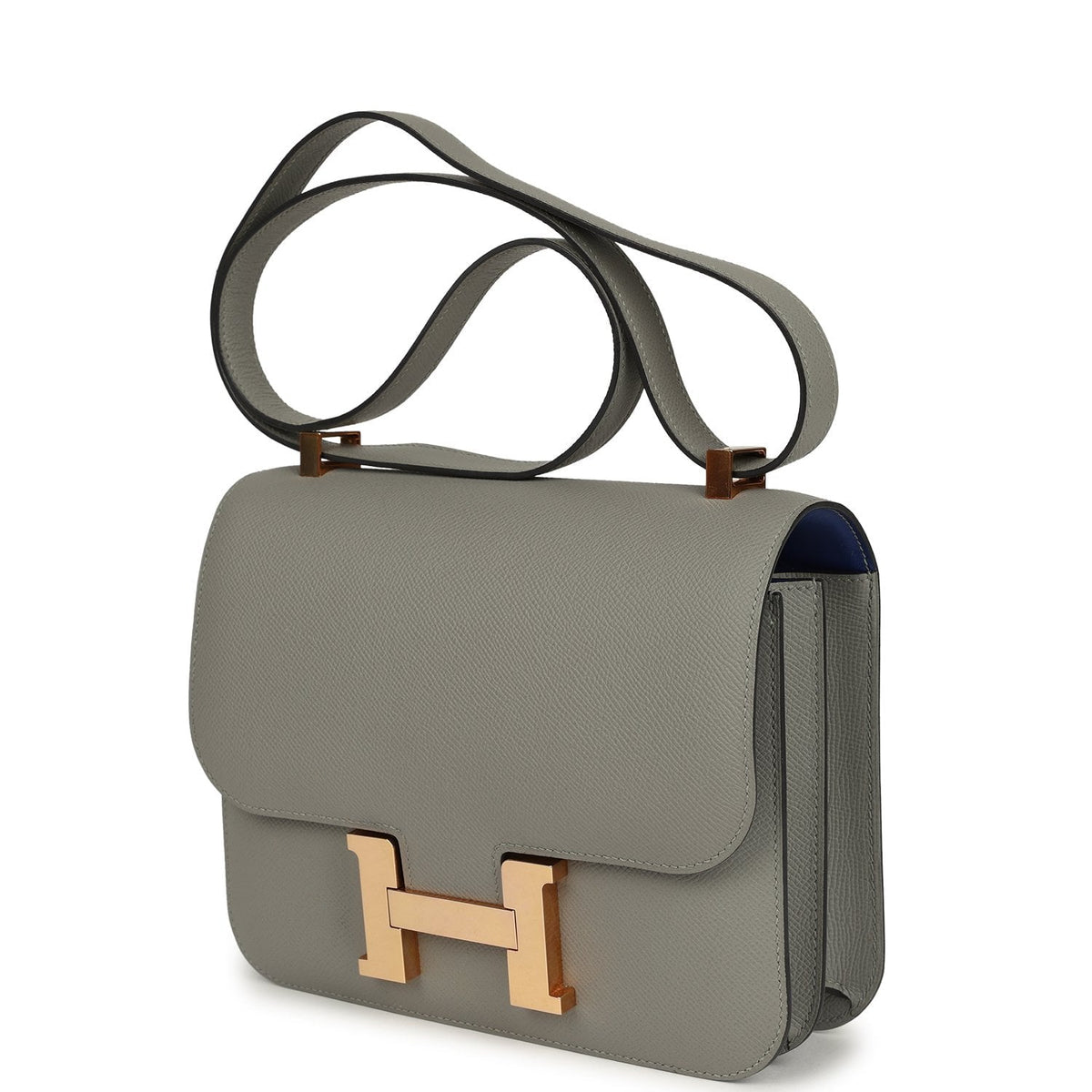 Pre-owned Hermes Special Order (HSS) Constance 24 Gris Mouette Verso Epsom Rose Gold Hardware