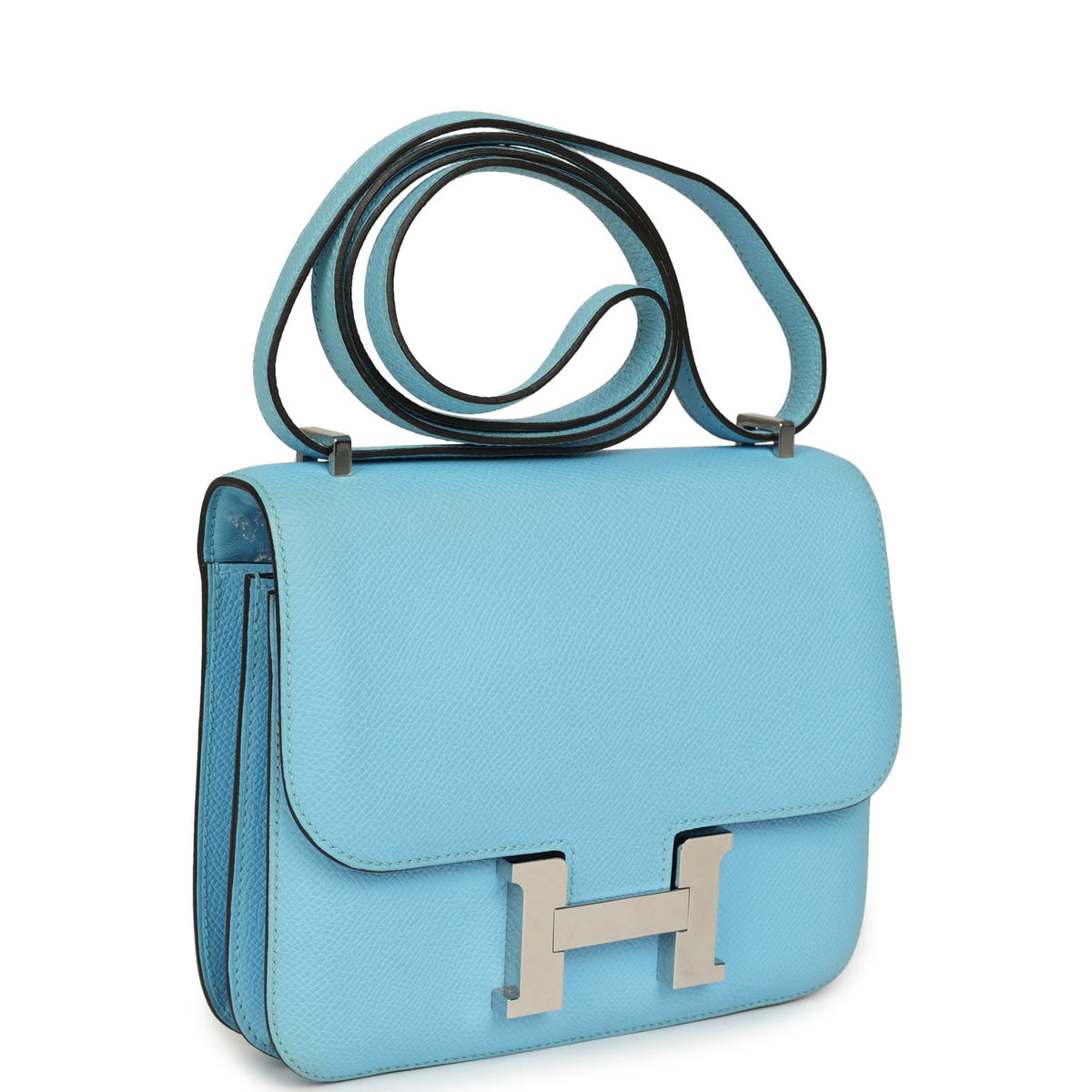 Pre-owned Hermes Constance 18 Celeste Epsom Palladium Hardware