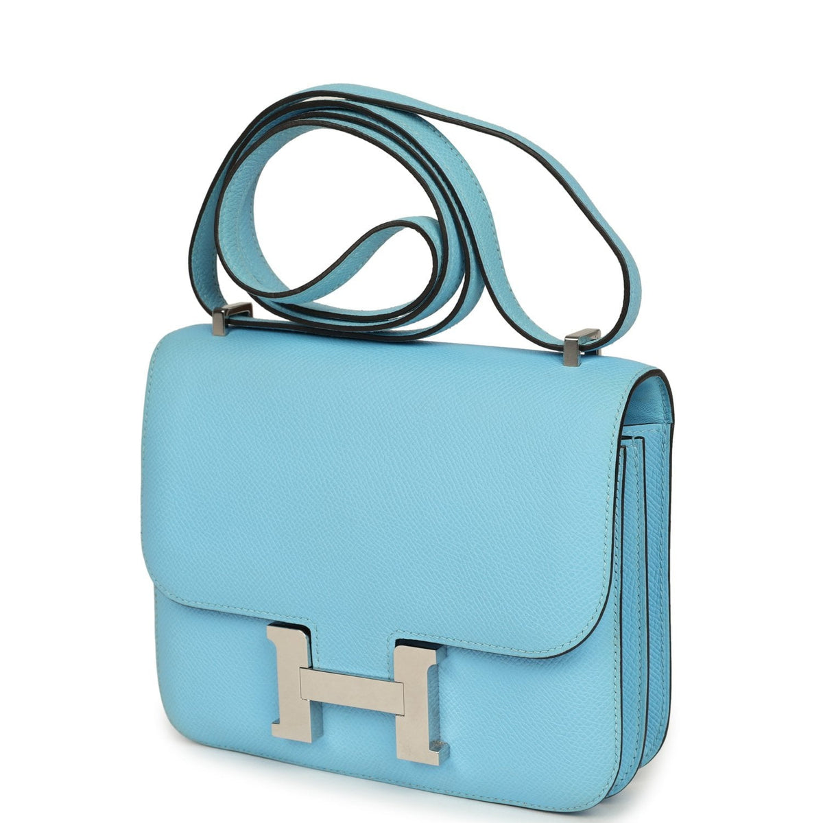 Pre-owned Hermes Constance 18 Celeste Epsom Palladium Hardware
