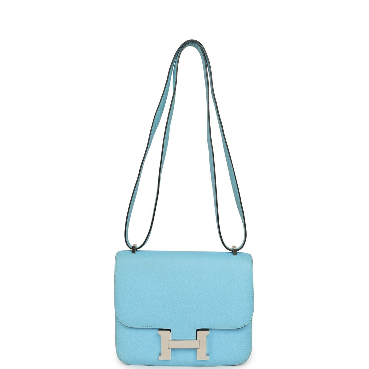 Pre-owned Hermes Constance 18 Celeste Epsom Palladium Hardware