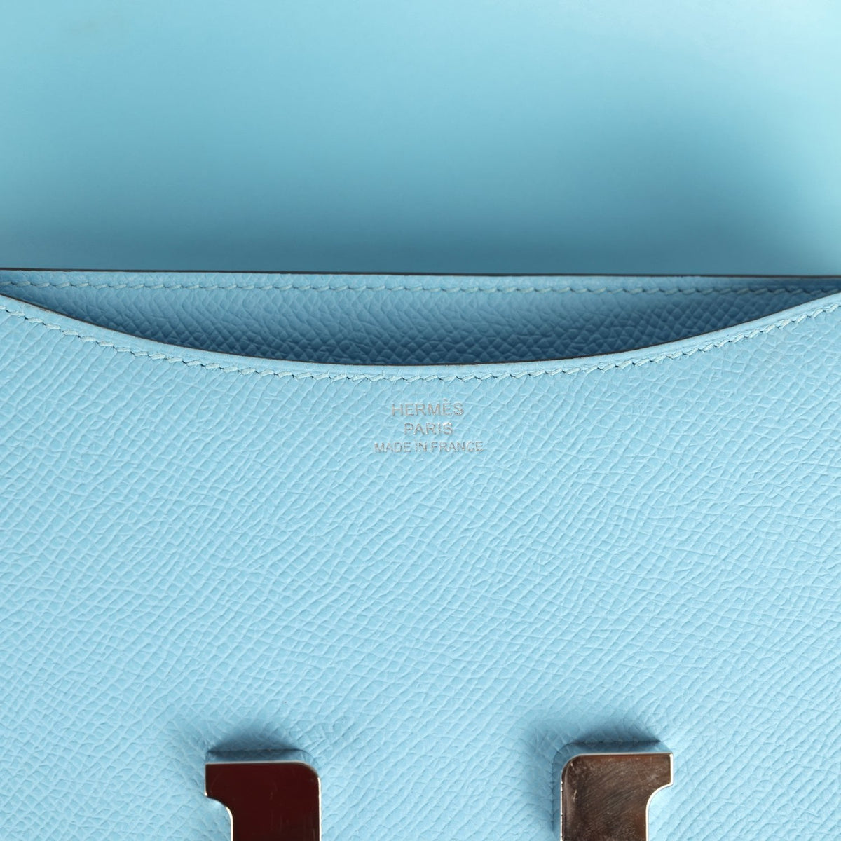 Pre-owned Hermes Constance 18 Celeste Epsom Palladium Hardware