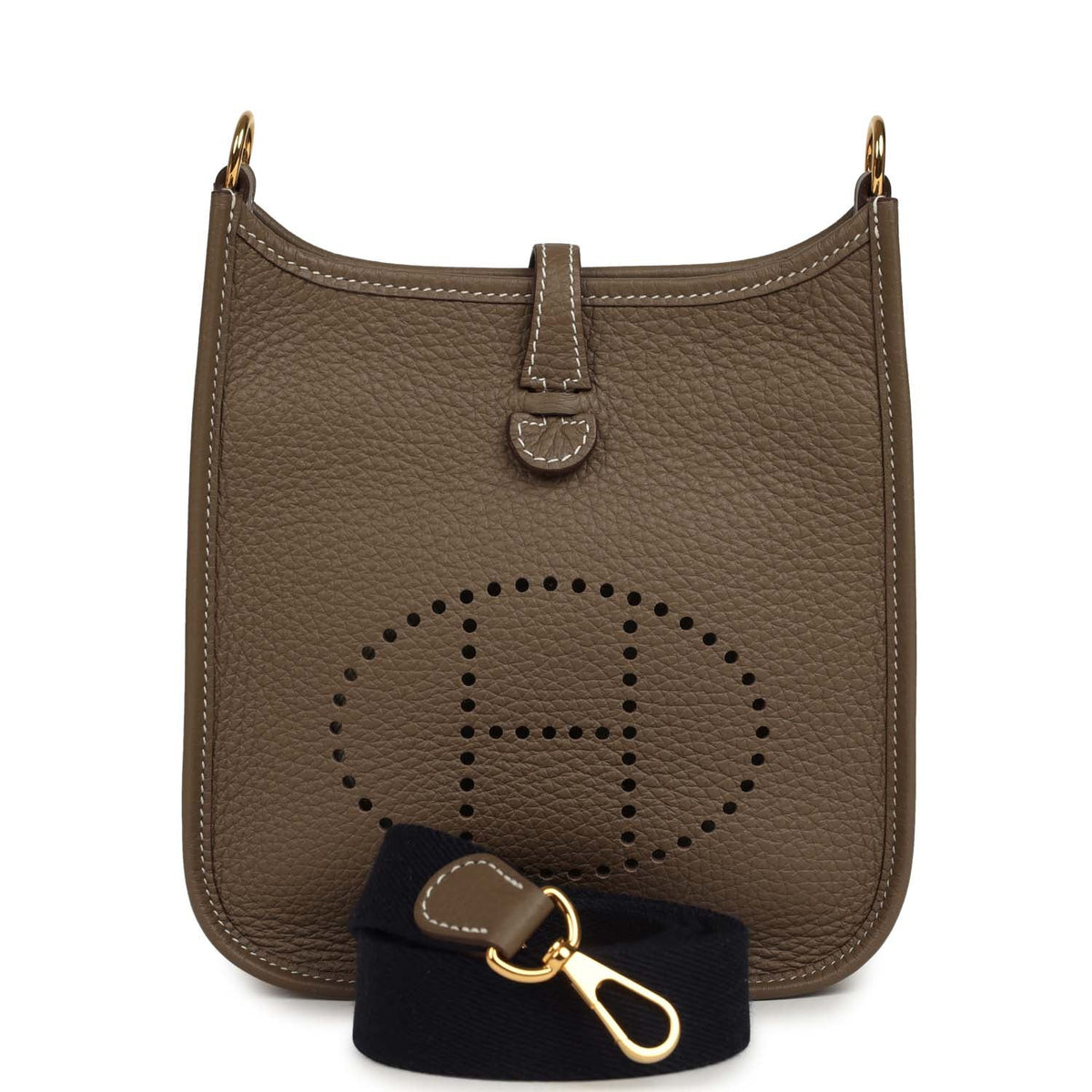 Pre-owned Hermes Evelyne TPM Etoupe Clemence Gold Hardware