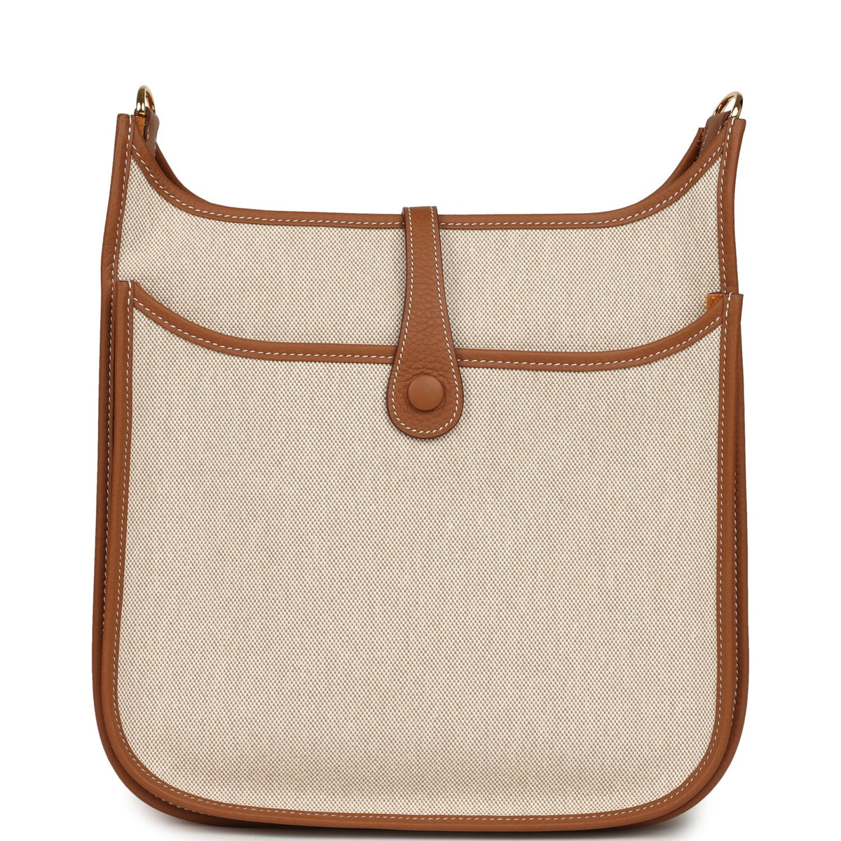 Hermes Evelyne III PM Gold Clemence and Ecru Toile H Canvas Gold Hardware