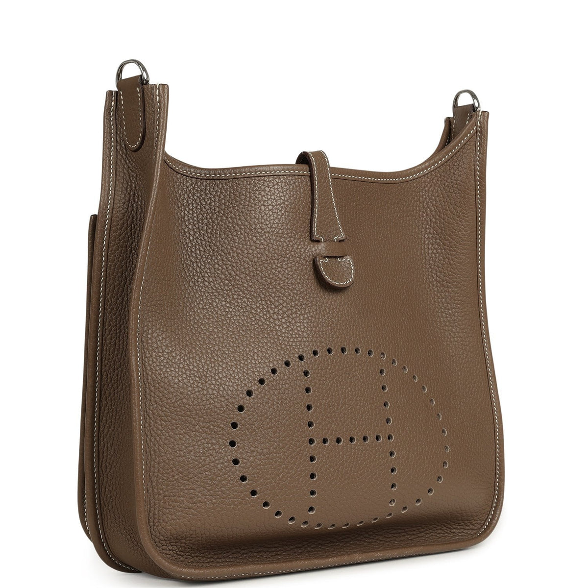 Pre-owned Hermes Evelyne III PM Etoupe Clemence Palladium Hardware