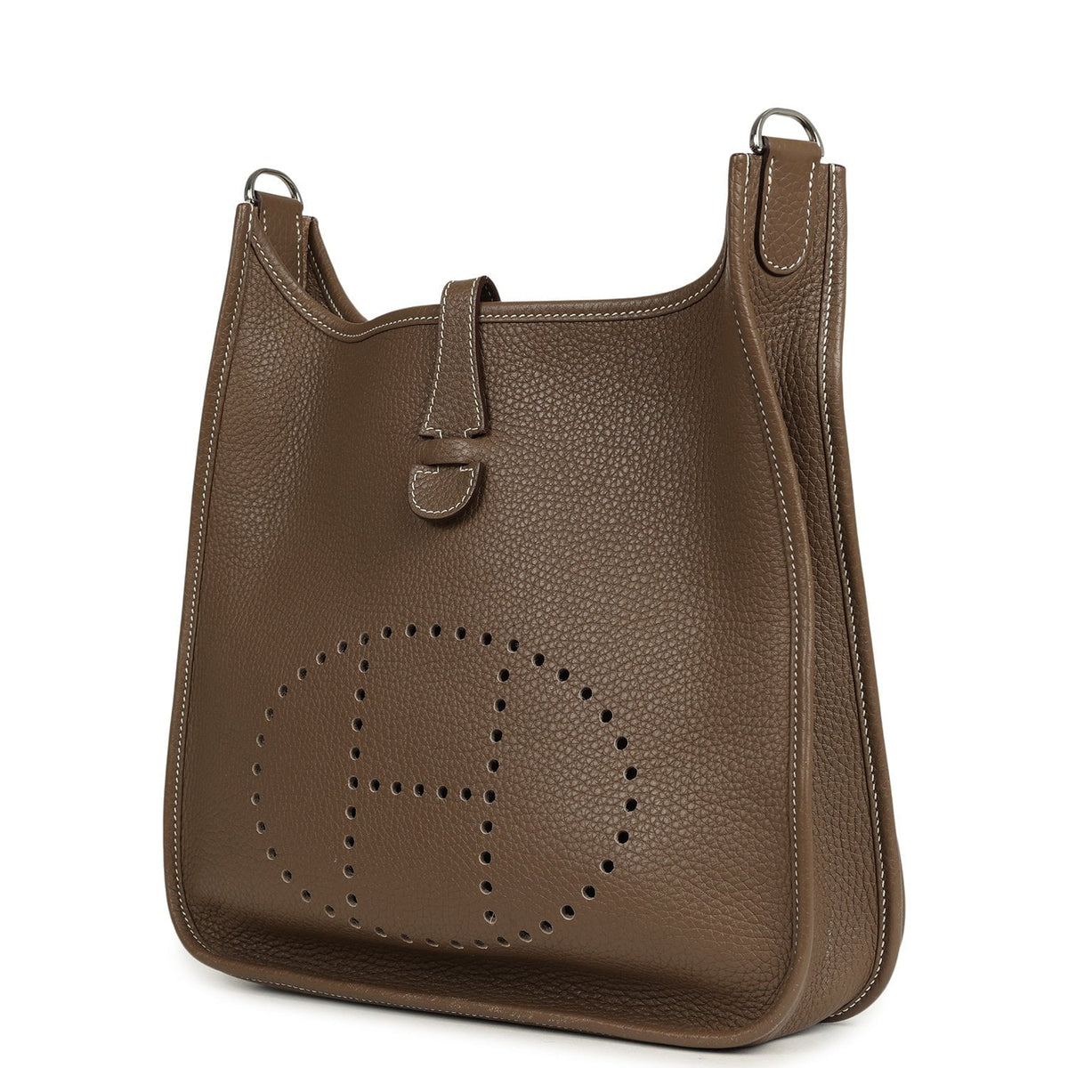 Pre-owned Hermes Evelyne III PM Etoupe Clemence Palladium Hardware