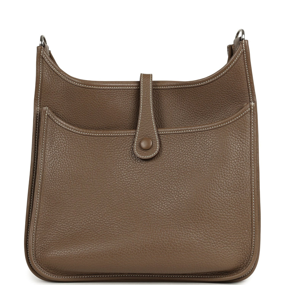 Pre-owned Hermes Evelyne III PM Etoupe Clemence Palladium Hardware