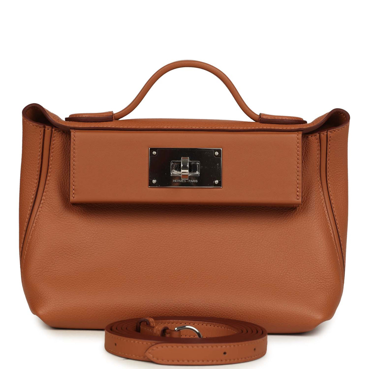 Hermes Mini 24/24 Bag Gold Evercolor and Swift Palladium Hardware